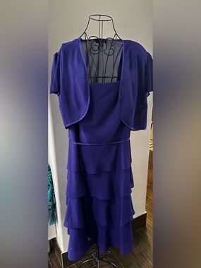 Royal Purple Tiered Midi Dress with Bolero